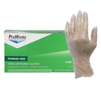 PROWORKS® GL-V103F GLOVES VINYL POWDER-FREE L 100/PKG