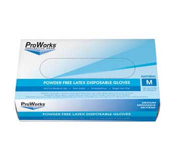 PROWORKS LATEX POWDER FREE DISPOSABLE GLOVES 5 MIL MEDIUM 100 COUNT