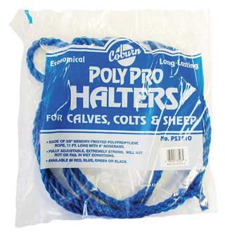 POLY PRO CALF HALTER WITH NOSE BAND 3/8 IN X 11 FT BLUE
