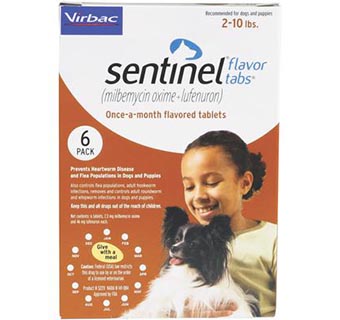 SENTINEL® FLAVOR TABS BROWN 2-10 LB 6 DOSES 10/PKG (RX)