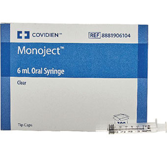 MONOJECT ORAL MEDICATION SYRINGE 6CC CLEAR 100 COUNT