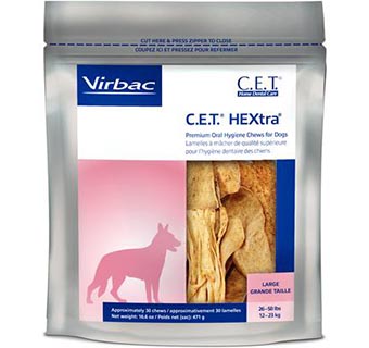 C.E.T.® HEXTRA® PREMIUM ORAL HYGIENE CHEWS FOR DOGS MEDIUM 26-50 LB 30/PKG