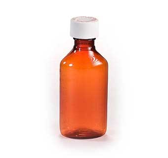 BOTTLE OVAL PLASTIC AMBER 4 OZ