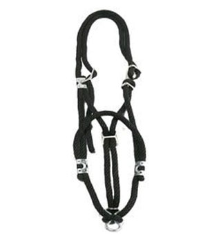 12 R POLY YEARLING ROPE HALTER WITH CONTROL CHAIN 12 FT BLACK