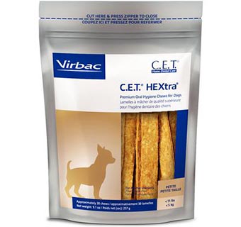 C.E.T.® HEXTRA® PREMIUM ORAL HYGIENE CHEWS FOR DOGS EXTRA SMALL <11 LB 30/PKG