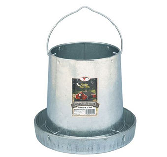 HANGING METAL POULTRY FEEDER AND PAN - 12LB CAPACITY - 6/PKG