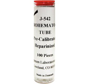 JORGENSEN MICROHEMATOCRIT TUBES GLASS SODIUM HEPARINIZED 100/PKG