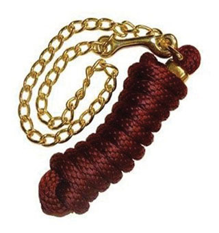 3498 R POLY LEAD ROPE WITH 30 IN CHAIN 8 FT BLACK