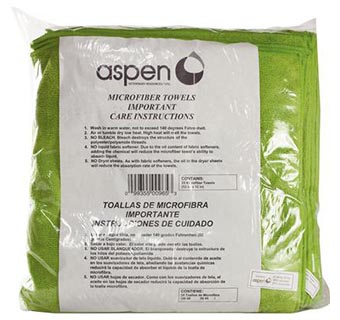 MICROFIBER POLY GREEN TOWEL - 12IN X 12IN - 25/PKG