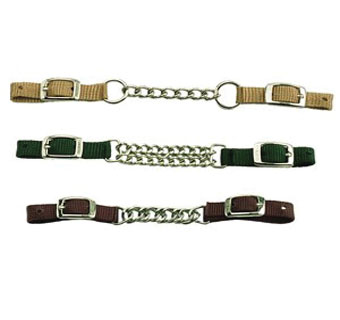 70 P SINGLE CURB CHAIN WITH STRAP AND BUCKLE 5/8 IN BLACK