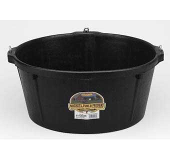 RUBBER FEEDER TUB WITH HOOKS 6.5 GALLON BLACK 1/PKG