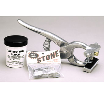 TATTOO OUTFIT ALUMINUM 3/8 IN + EAR RELEASE BLACK INK