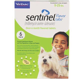 SENTINEL® FLAVOR TABS GREEN 11-25 LB 6 DOSES 10/PKG (RX)