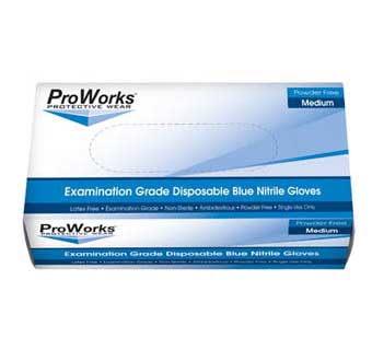 PROWORKS NITRILE POWDER FREE DISPOSABLE EXAM GLOVES 5 MIL MEDIUM 100 COUNT