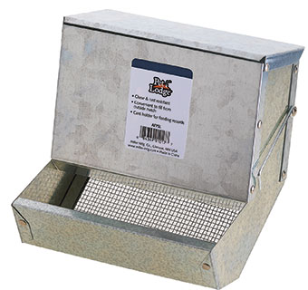 METAL SMALL ANIMAL FEEDER WITH  LID AND SIFTER BOTTOM - 7IN - EACH