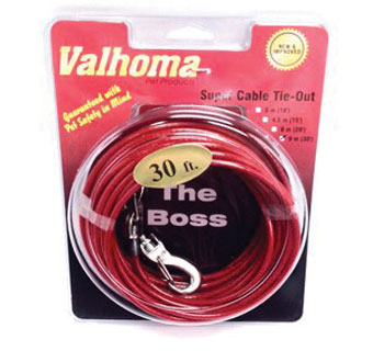 LARGE WEIGHT MARINE CABLE TIE-OUT WITH HD SWIVEL SNAP RED 10 FT L