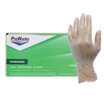 PROWORKS® GL-V103P POWDERED GLOVES VINYL L 100/PKG