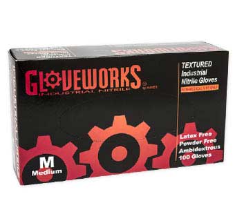 GLOVEWORKS NITRILE POWDER FREE GLOVES MEDIUM 100 COUNT