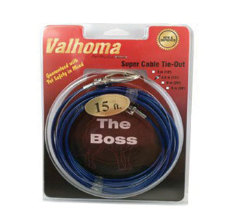 MEDIUM WEIGHT MARINE CABLE TIE-OUT WITH HEAVY-DUTY SWIVEL SNAP BLUE 15 FT L