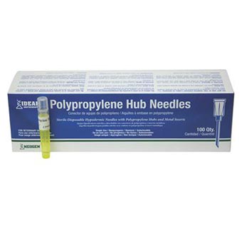 POLYPROPYLENE HUB NEEDLE HARD PACKED 20G X 1/2 100 COUNT
