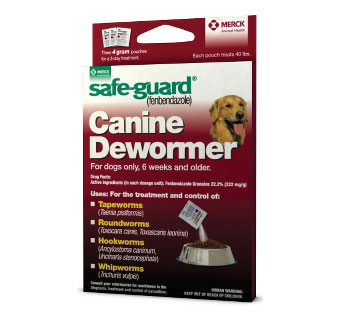 SAFE-GUARD® (FENBENDAZOLE) CANINE DEWORMER 4 G 3/PKG