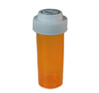 VIAL PLASTIC REV CAP 13DR AMBER 275/PKG