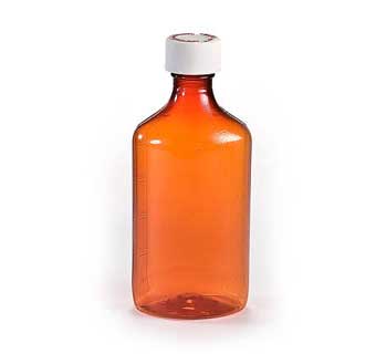 BOTTLE OVAL PLASTIC AMBER 8 OZ