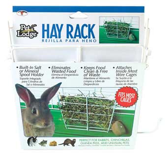 PET LODGE® WIRE RABBIT HAY RACK WHITE METAL