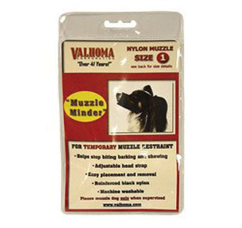 DOG MUZZLE MINDER BLACK NYLON SIZE 1 4-1/4 IN W