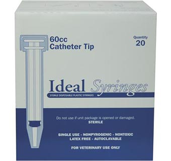 IDEAL® DISPOSABLE SYRINGES 60 CC CATHETER TIP HARD PACKED 20/PKG