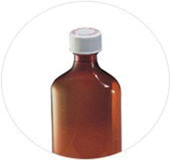 OVAL BOTTLE WITH CAP AMBER PLASTIC 16 OZ 1/PKG