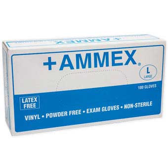 VINYL POWDER FREE EXAM GLOVES LARGE 100 COUNT