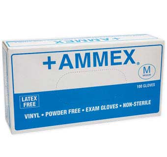 VINYL POWDER FREE EXAM GLOVES MEDIUM 100 COUNT