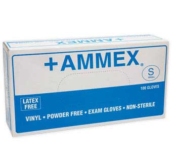 VINYL POWDER FREE EXAM GLOVES SMALL 100 COUNT
