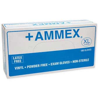VINYL POWDER FREE EXAM GLOVES EXTRA LARGE 100 COUNT