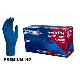 GLOVEPLUS HD LATEX POWDER FREE EXAM GLOVES MEDIUM 50/PKG