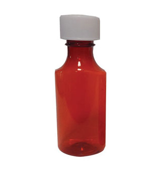 OVAL SYRUP BOTTLE AMBER PLASTIC 1 OZ 100/PKG