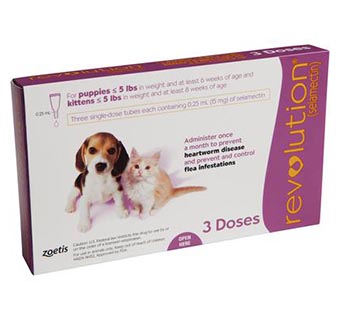 REVOLUTION® CANINE 0-5 LB – MAUVE PUPPY/KITTEN 3/PKG (RX)