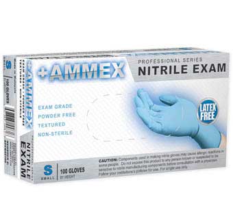 NITRILE POWDER FREE EXAM GLOVES SMALL 100 COUNT