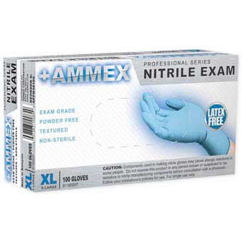 NITRILE POWDER FREE EXAM GLOVES EXTRA LARGE 100 COUNT
