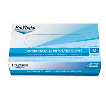 PROWORKS LATEX POWDERED DISPOSABLE GLOVES 5 MIL XL 100 COUNT