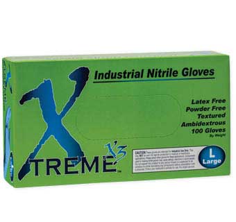 XTREME X3 NITRILE POWDER FREE GLOVES LARGE 100 COUNT
