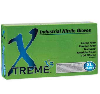 XTREME X3 NITRILE POWDER FREE GLOVES EXTRA LARGE 100 COUNT