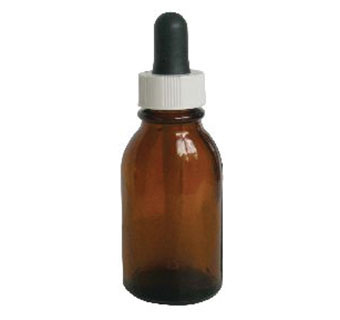GLASS ROUND DROPPER BOTTLES 1 OZ AMBER 12/PKG