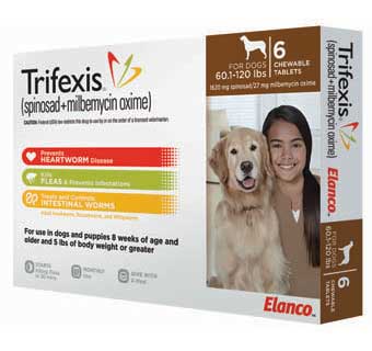 TRIFEXIS CHEWABLE TABLETS BROWN 60.1-120 LB 6 DOSE RX (SOLD IN HI ONLY)