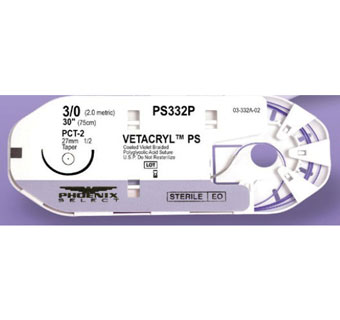 VETACRYL™ PS SUTURE 30 IN 3/8C REV CUT PFS-1 3/0 12/PKG