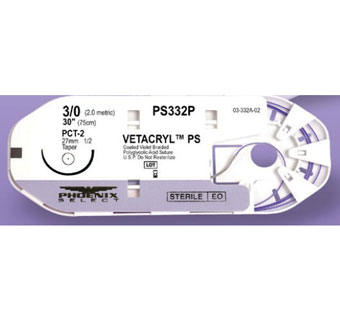 VETACRYL™ PS SUTURE 30 IN 1/2C TPR PCT-2 0 12/PKG