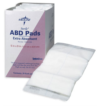ABDOMINAL PAD STERILE 8X10 IN 18/BX