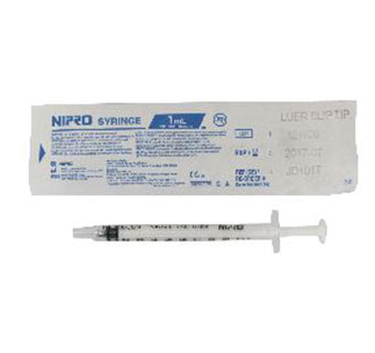 NIPRO DISPOSABLE SYRINGE LUER SLIP 1 CC TUBERCULIN 100/PKG