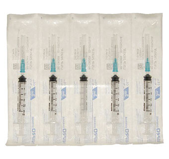 NIPRO DISPOSABLE 3 CC SYRINGES WITH NEEDLE 25 GAUGE X 5/8 IN 100/PKG